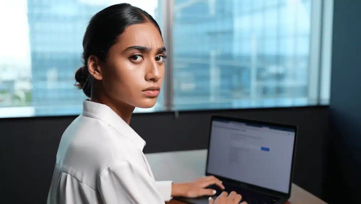 people in an office getting AEO insights from computer