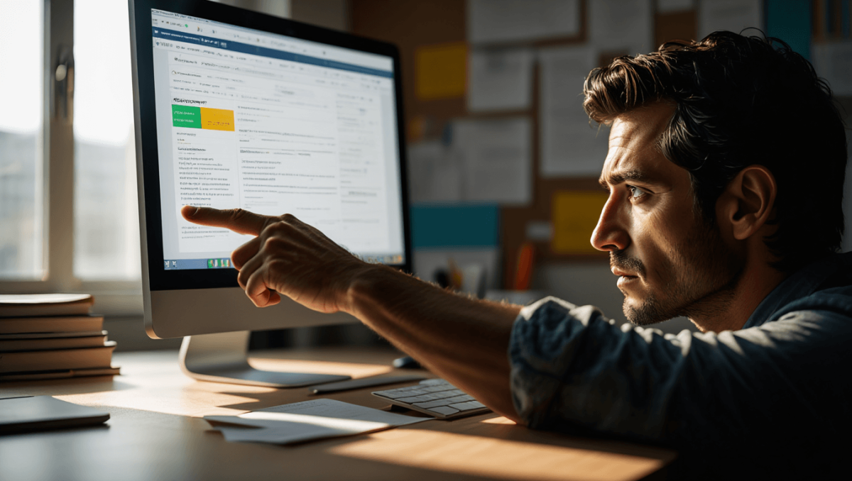 woman searching what ai overviews mean for SEO on laptop