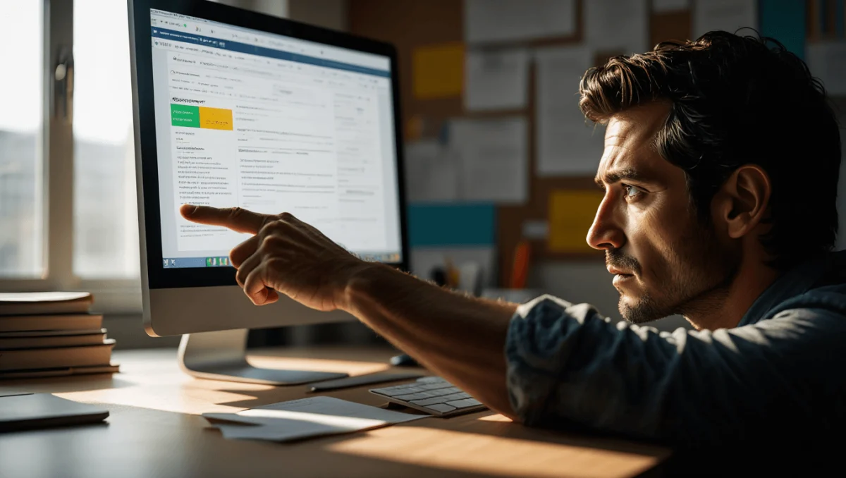 woman searching what ai overviews mean for SEO on laptop