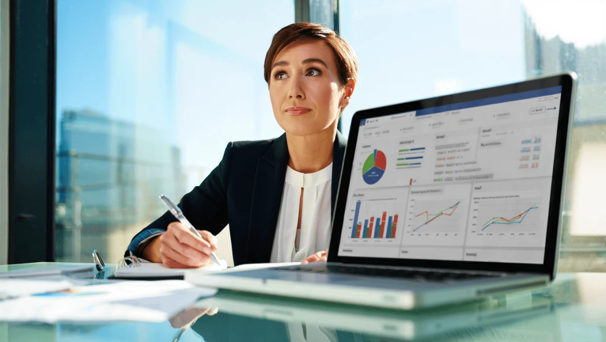 a hubspot-branded featured image graphic with a lilac background and burgundy-colored geometric shapes in the foreground, with the words “email marketing reporting” in the bottom right-hand corner and a pictogram graphic in the upper left-hand corner