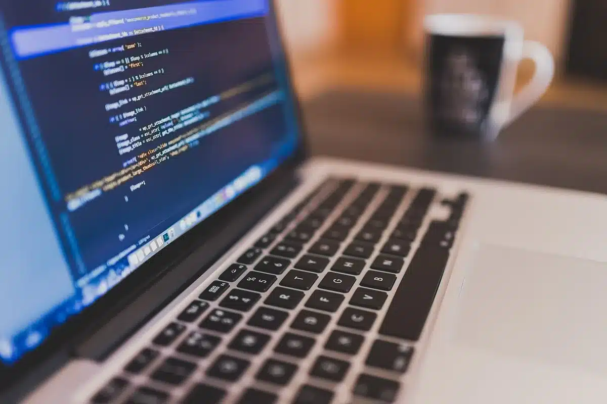 Développeur vérifiant un dépôt de code sur un ordinateur portable